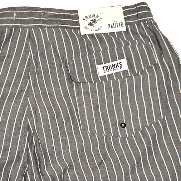 Trunks Surf & Swim Co. NWT Swim Trunks Gray and White Pinstriped Seersucker XXL - Picture 6 of 14